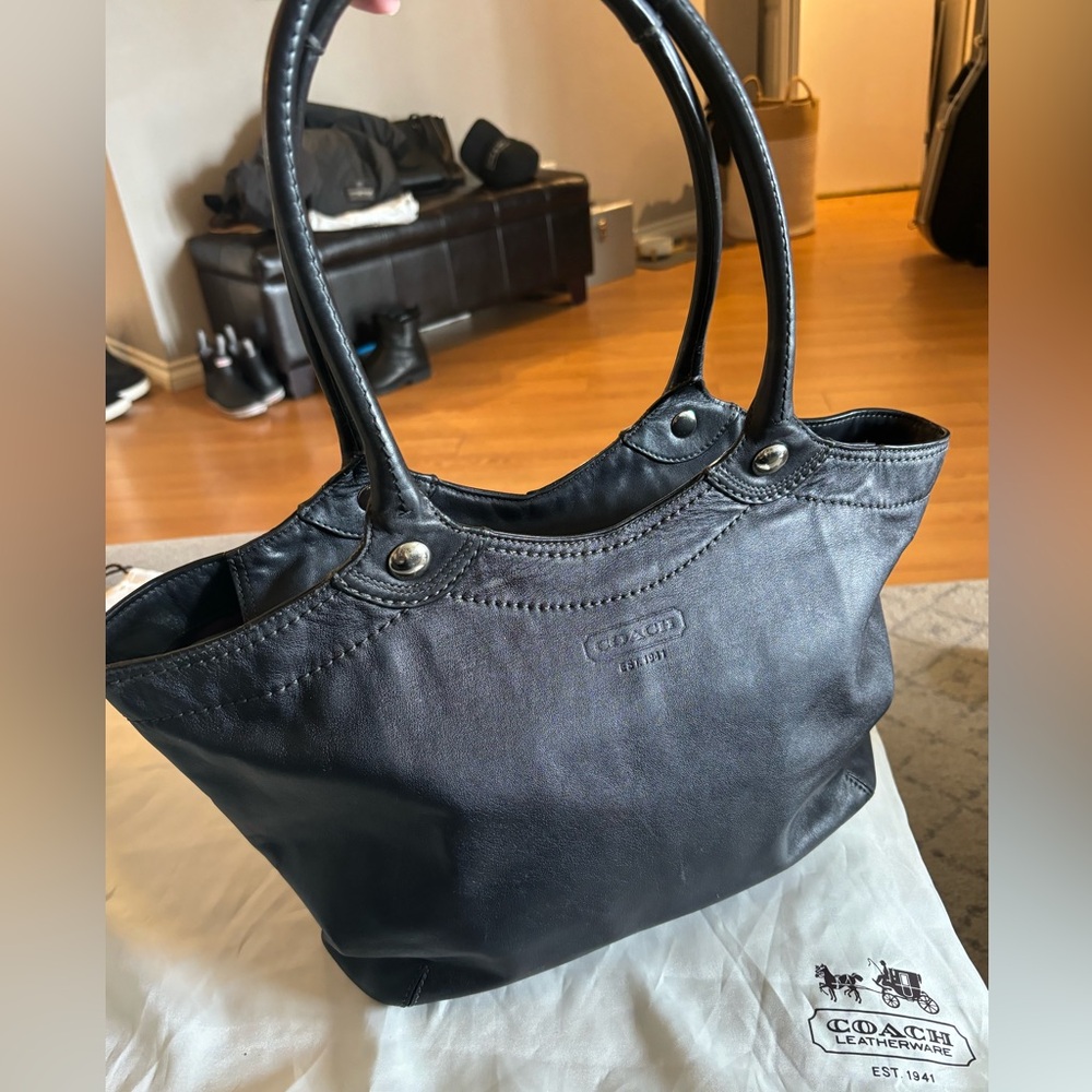 Coach Black Leather legacy Bleecker tote bag from 2009.